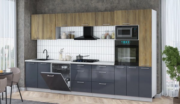 Кухонный гарнитур Интерлиния Мила Gloss 3.5-ПМ1