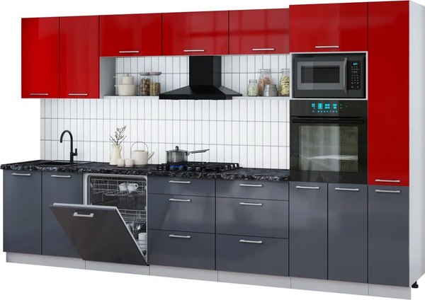 Кухонный гарнитур Интерлиния Мила Gloss 3.5-ПМ1 - фото