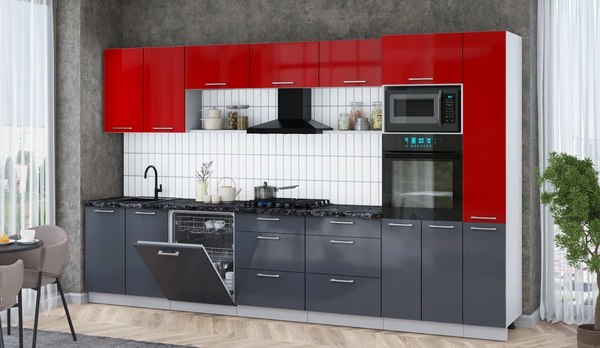 Кухонный гарнитур Интерлиния Мила Gloss 3.5-ПМ1