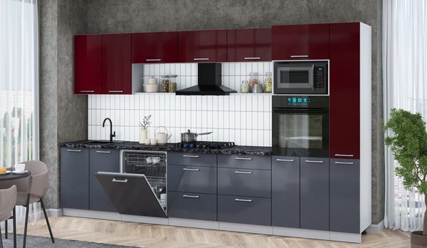 Кухонный гарнитур Интерлиния Мила Gloss 3.5-ПМ1