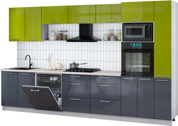 Кухонный гарнитур Интерлиния Мила Gloss 3.5-ПМ1 - фото