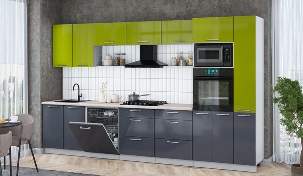 Кухонный гарнитур Интерлиния Мила Gloss 3.5-ПМ1