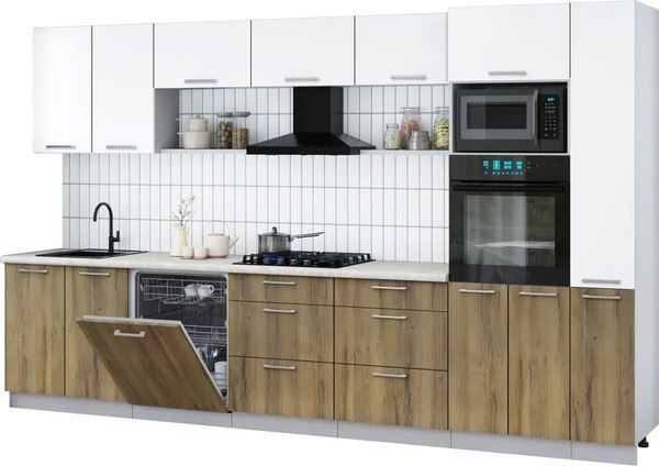 Кухонный гарнитур Интерлиния Мила Gloss 3.5-ПМ1 - фото