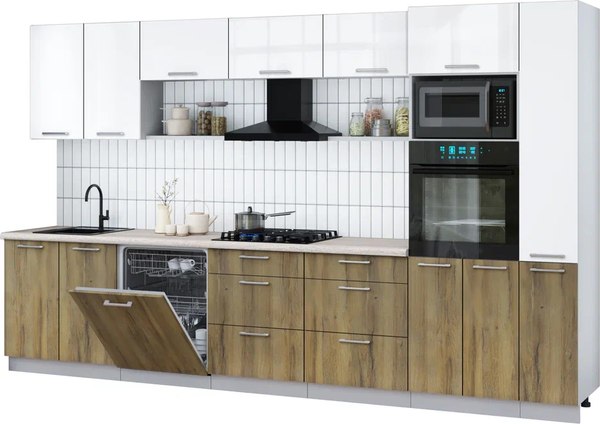 Кухонный гарнитур Интерлиния Мила Gloss 3.5-ПМ1 - фото