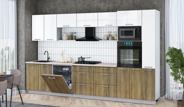 Кухонный гарнитур Интерлиния Мила Gloss 3.5-ПМ1