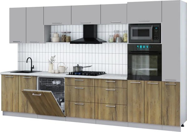 Кухонный гарнитур Интерлиния Мила Gloss 3.5-ПМ1 - фото