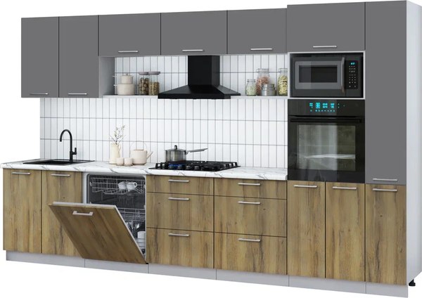 Кухонный гарнитур Интерлиния Мила Gloss 3.5-ПМ1 - фото