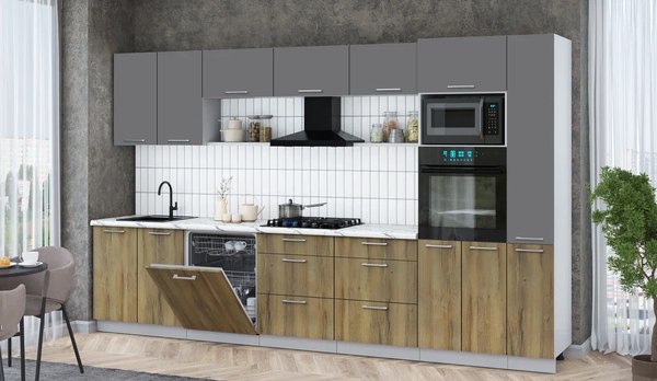 Кухонный гарнитур Интерлиния Мила Gloss 3.5-ПМ1