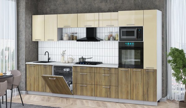 Кухонный гарнитур Интерлиния Мила Gloss 3.5-ПМ1