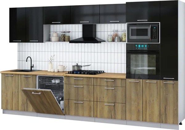 Кухонный гарнитур Интерлиния Мила Gloss 3.5-ПМ1 - фото