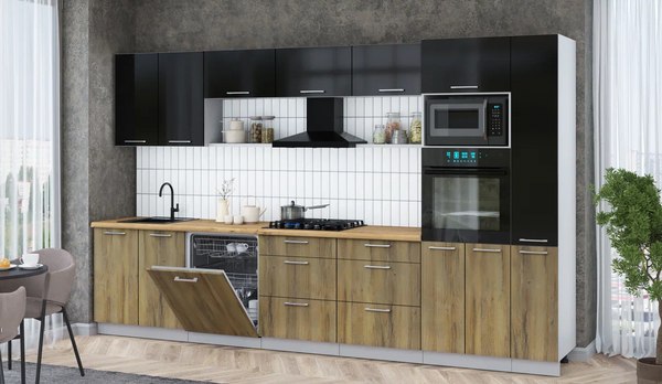 Кухонный гарнитур Интерлиния Мила Gloss 3.5-ПМ1