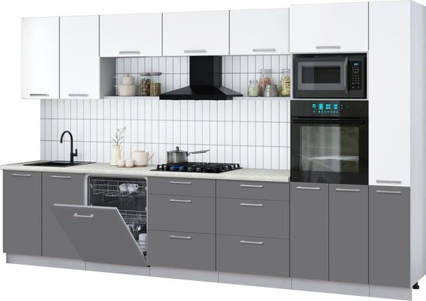 Кухонный гарнитур Интерлиния Мила Gloss 3.5-ПМ1 - фото