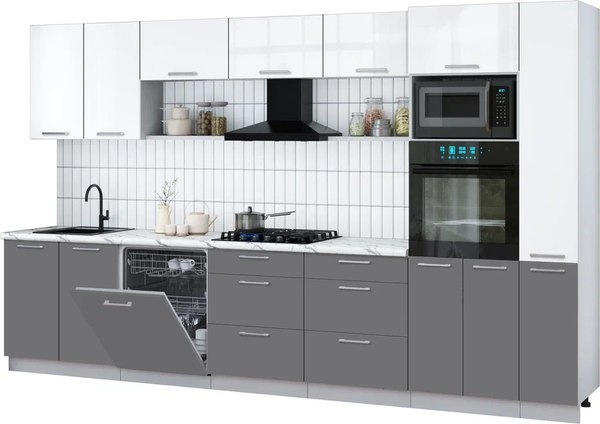 Кухонный гарнитур Интерлиния Мила Gloss 3.5-ПМ1 - фото