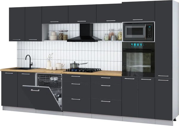 Кухонный гарнитур Интерлиния Мила Gloss 3.5-ПМ1 - фото