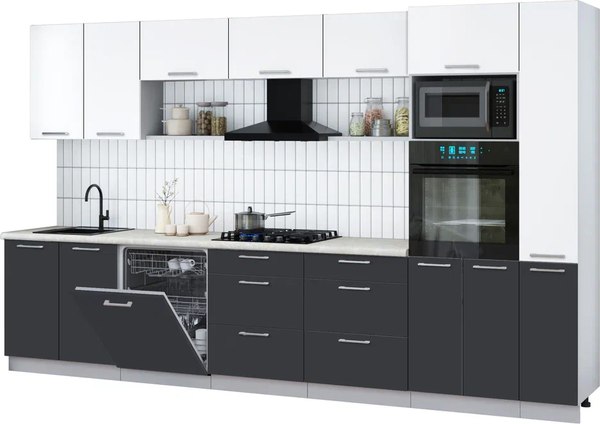 Кухонный гарнитур Интерлиния Мила Gloss 3.5-ПМ1 - фото