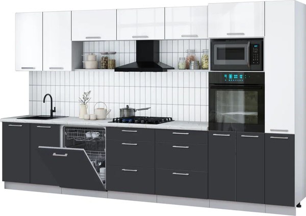 Кухонный гарнитур Интерлиния Мила Gloss 3.5-ПМ1 - фото