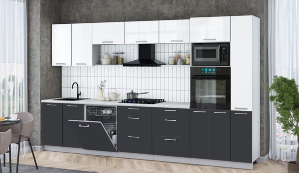 Кухонный гарнитур Интерлиния Мила Gloss 3.5-ПМ1