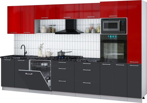 Кухонный гарнитур Интерлиния Мила Gloss 3.5-ПМ1 - фото