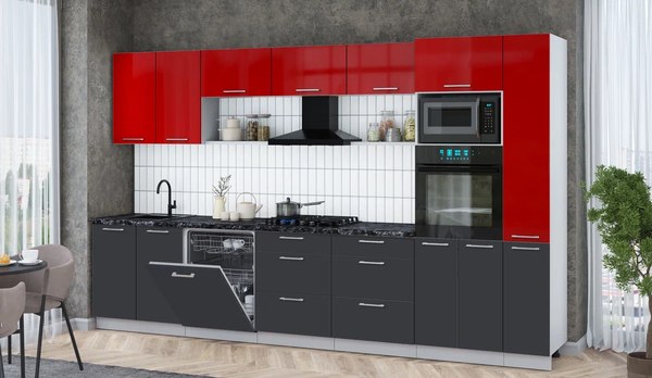 Кухонный гарнитур Интерлиния Мила Gloss 3.5-ПМ1