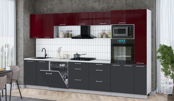 Кухонный гарнитур Интерлиния Мила Gloss 3.5-ПМ1