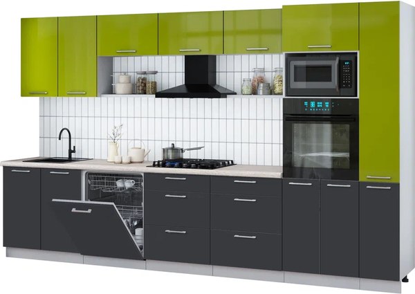 Кухонный гарнитур Интерлиния Мила Gloss 3.5-ПМ1 - фото