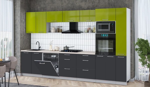 Кухонный гарнитур Интерлиния Мила Gloss 3.5-ПМ1