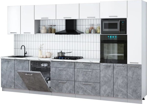 Кухонный гарнитур Интерлиния Мила Gloss 3.5-ПМ1 - фото