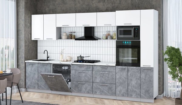 Кухонный гарнитур Интерлиния Мила Gloss 3.5-ПМ1