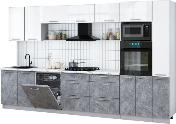 Кухонный гарнитур Интерлиния Мила Gloss 3.5-ПМ1 - фото