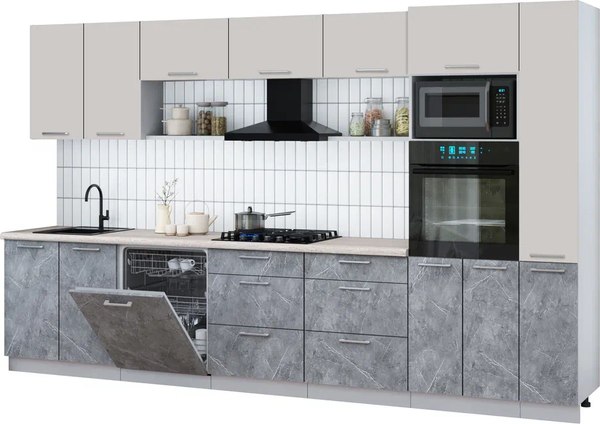 Кухонный гарнитур Интерлиния Мила Gloss 3.5-ПМ1 - фото