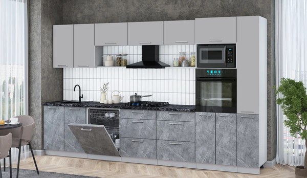 Кухонный гарнитур Интерлиния Мила Gloss 3.5-ПМ1