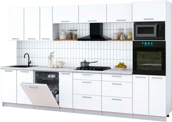 Кухонный гарнитур Интерлиния Мила Gloss 3.5-ПМ1-2 - фото