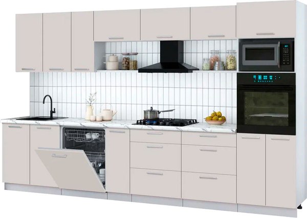 Кухонный гарнитур Интерлиния Мила Gloss 3.5-ПМ1-2 - фото