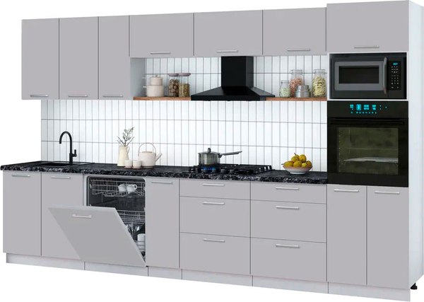 Кухонный гарнитур Интерлиния Мила Gloss 3.5-ПМ1-2 - фото