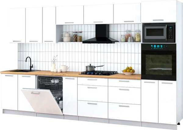 Кухонный гарнитур Интерлиния Мила Gloss 3.5-ПМ1-2 - фото