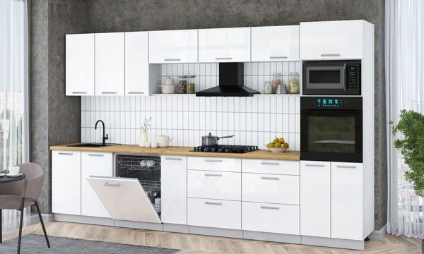 Кухонный гарнитур Интерлиния Мила Gloss 3.5-ПМ1-2