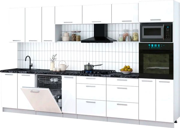 Кухонный гарнитур Интерлиния Мила Gloss 3.5-ПМ1-2 - фото