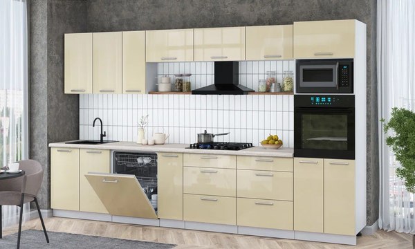 Кухонный гарнитур Интерлиния Мила Gloss 3.5-ПМ1-2