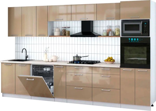 Кухонный гарнитур Интерлиния Мила Gloss 3.5-ПМ1-2 - фото