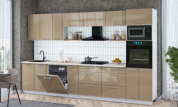 Кухонный гарнитур Интерлиния Мила Gloss 3.5-ПМ1-2