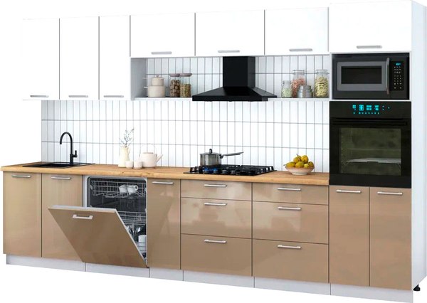 Кухонный гарнитур Интерлиния Мила Gloss 3.5-ПМ1-2 - фото