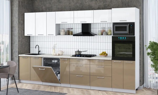 Кухонный гарнитур Интерлиния Мила Gloss 3.5-ПМ1-2