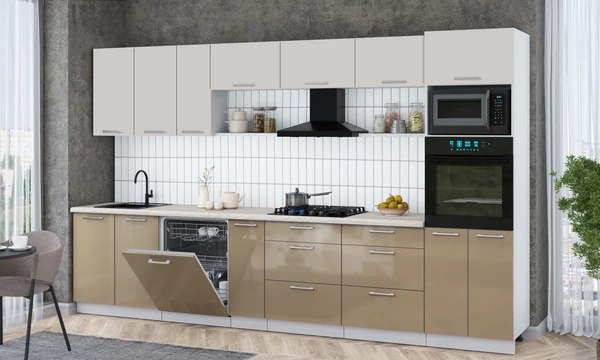 Кухонный гарнитур Интерлиния Мила Gloss 3.5-ПМ1-2