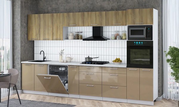 Кухонный гарнитур Интерлиния Мила Gloss 3.5-ПМ1-2