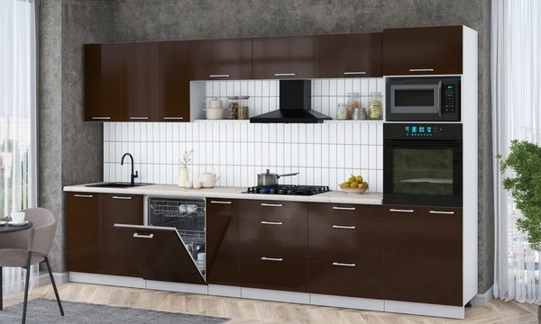 Кухонный гарнитур Интерлиния Мила Gloss 3.5-ПМ1-2