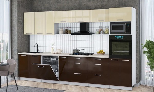 Кухонный гарнитур Интерлиния Мила Gloss 3.5-ПМ1-2