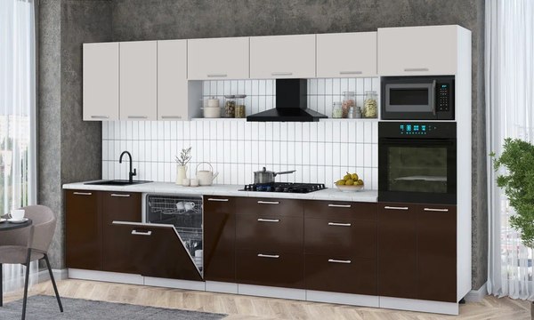 Кухонный гарнитур Интерлиния Мила Gloss 3.5-ПМ1-2