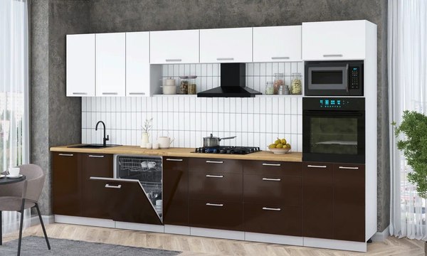 Кухонный гарнитур Интерлиния Мила Gloss 3.5-ПМ1-2