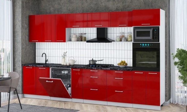 Кухонный гарнитур Интерлиния Мила Gloss 3.5-ПМ1-2