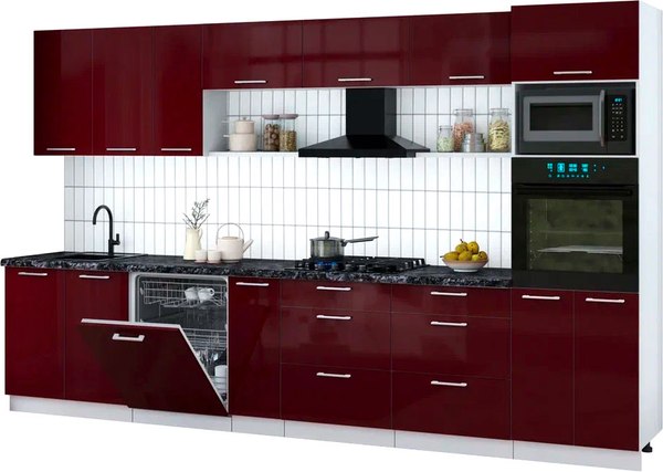 Кухонный гарнитур Интерлиния Мила Gloss 3.5-ПМ1-2 - фото